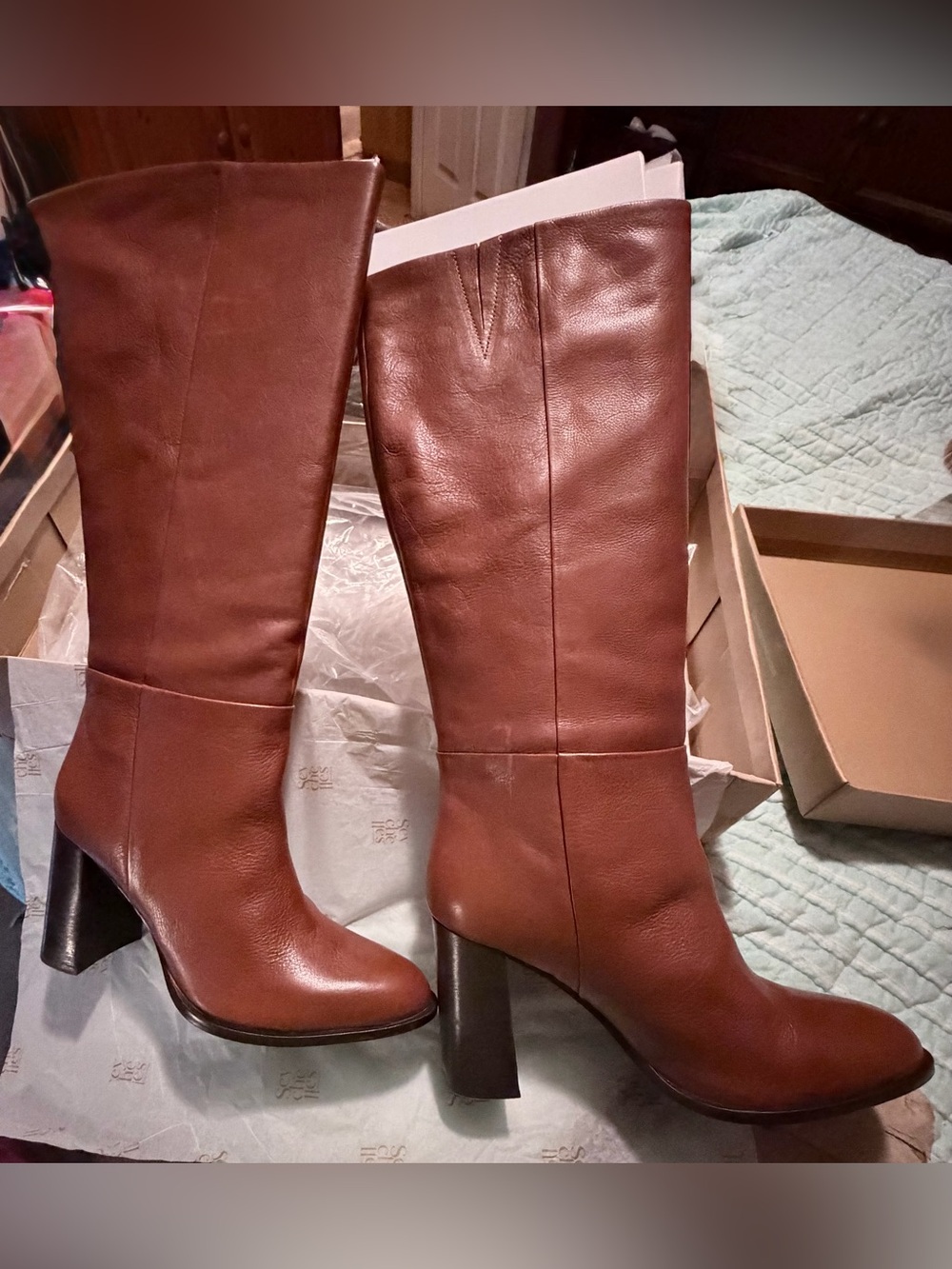 ✨NEW IN BOX✨ Seychelles Women's Tall Brown Leather Block-Heel Boots